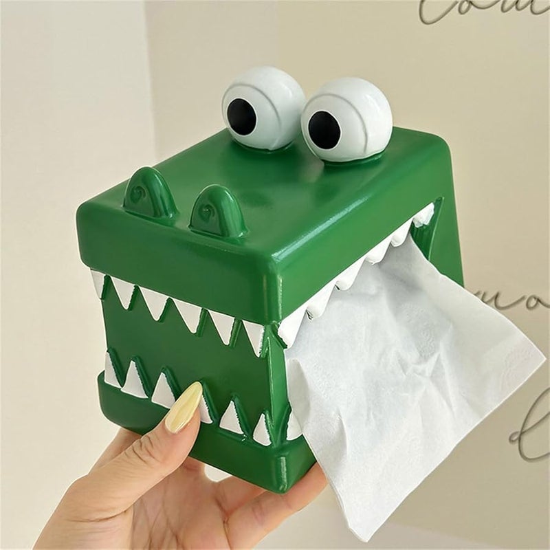 موزع علب المناديل على شكل تمساح - منظف متين من الراتنج لغرفة المعيشة وغرفة النوم - Image 3